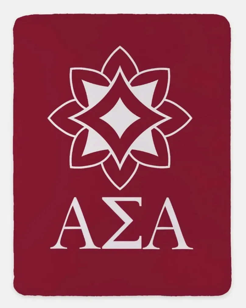 Alpha Sigma Alpha XL 60x80 Traditional Sherpa Throw Blanket Crimson Throw Blankets