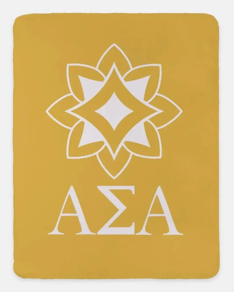 Alpha Sigma Alpha XL 60x80 Traditional Sherpa Throw Blanket Gold Throw Blankets