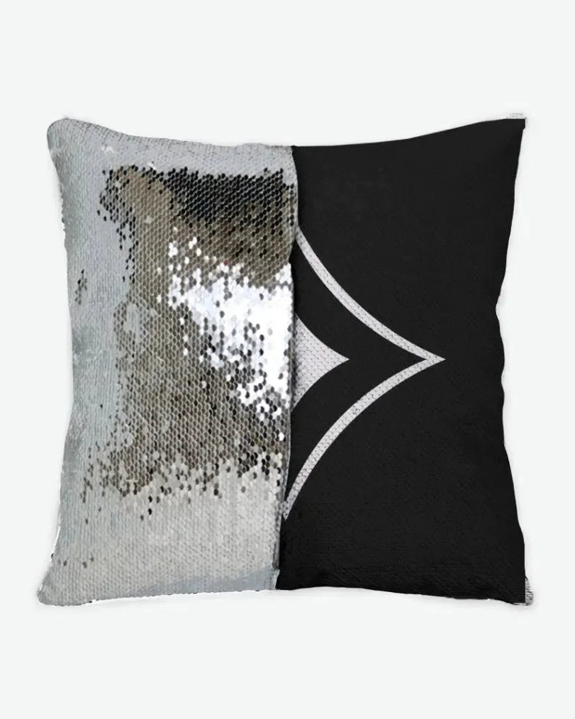 Alpha Sigma Alpha Sequin Pillow Cover - Badgemark Black Silver Pillow Covers