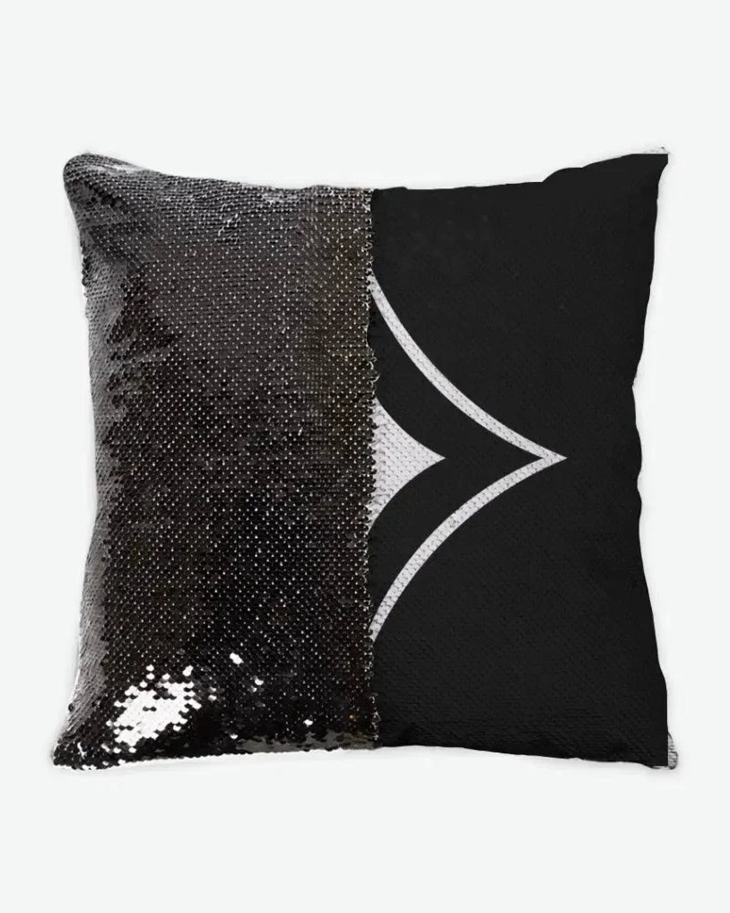 Alpha Sigma Alpha Sequin Pillow Cover - Badgemark Black Black Pillow Covers