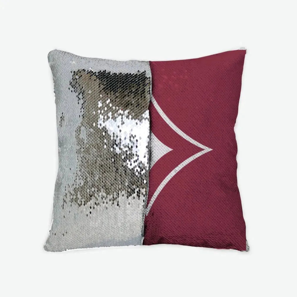 Alpha Sigma Alpha Sequin Pillow Cover - Badgemark Crimson Silver Pillow Covers