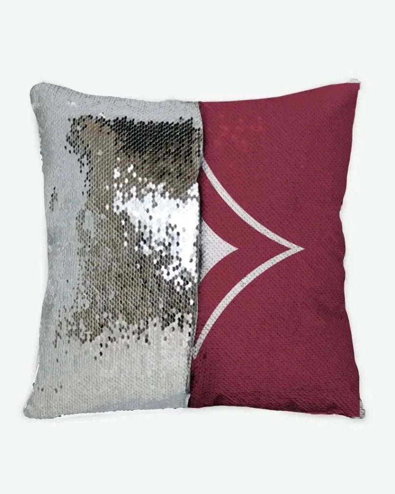Alpha Sigma Alpha Sequin Pillow Cover - Badgemark Crimson Silver Pillow Covers