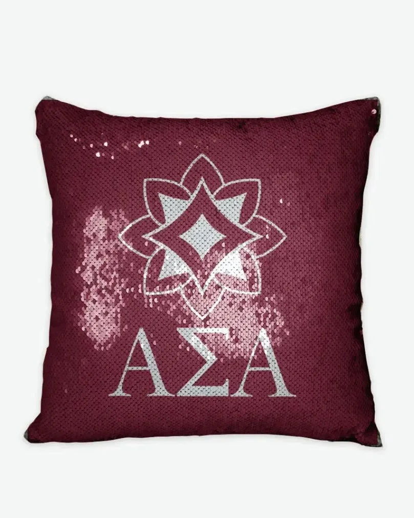 Alpha Sigma Alpha Sequin Pillow Cover - Logomark Pillow Covers