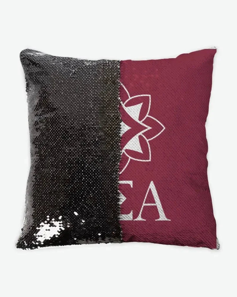 Alpha Sigma Alpha Sequin Pillow Cover - Logomark Crimson Black Pillow Covers