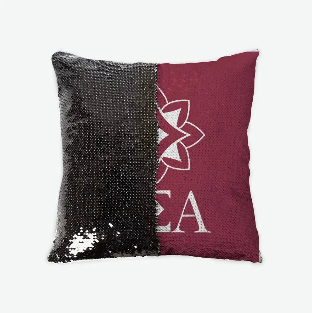 Alpha Sigma Alpha Sequin Pillow Cover - Logomark Crimson Black Pillow Covers