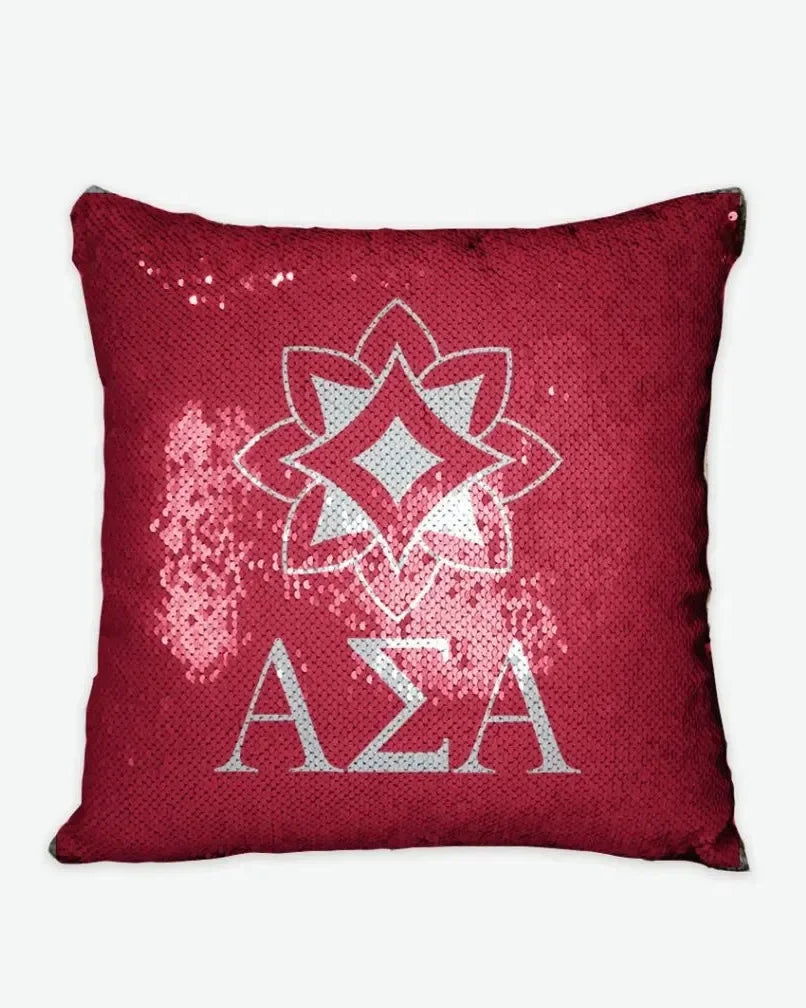 Alpha Sigma Alpha Sequin Pillow Cover - Logomark Pillow Covers