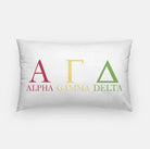 Alpha Gamma Delta Throw Lumbar Pillow Cover - Greek Letters White Pillow Covers