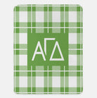 Alpha Gamma Delta XL 60x80 Plaid Sherpa Throw Blanket Green Throw Blankets