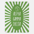 Alpha Gamma Delta XL 60x80 Starburst Sherpa Throw Blanket Green Throw Blankets