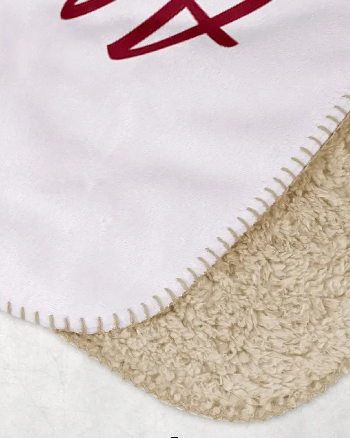 Alpha Sigma Alpha XL 60x80 Sherpa Throw Blanket - Crest Bullseye Throw Blankets