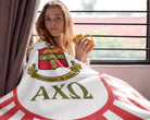 Alpha Chi Omega XL 60x80 Sherpa Throw Blanket - Coat of Arms Starburst Throw Blankets