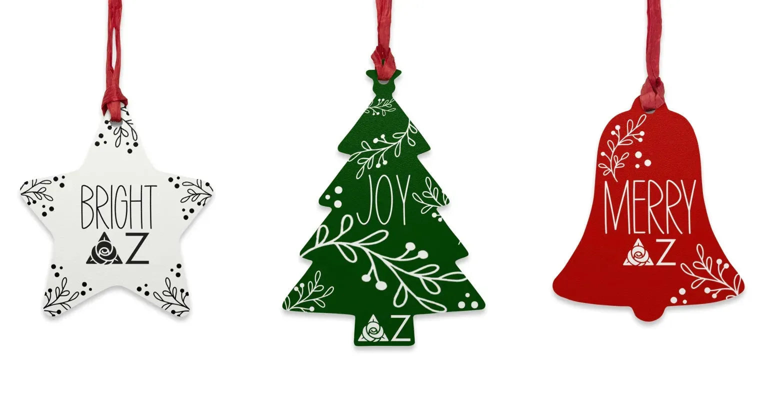 Delta Zeta Wood Christmas Ornaments / Magnets (Set of 3) Holiday Ornaments