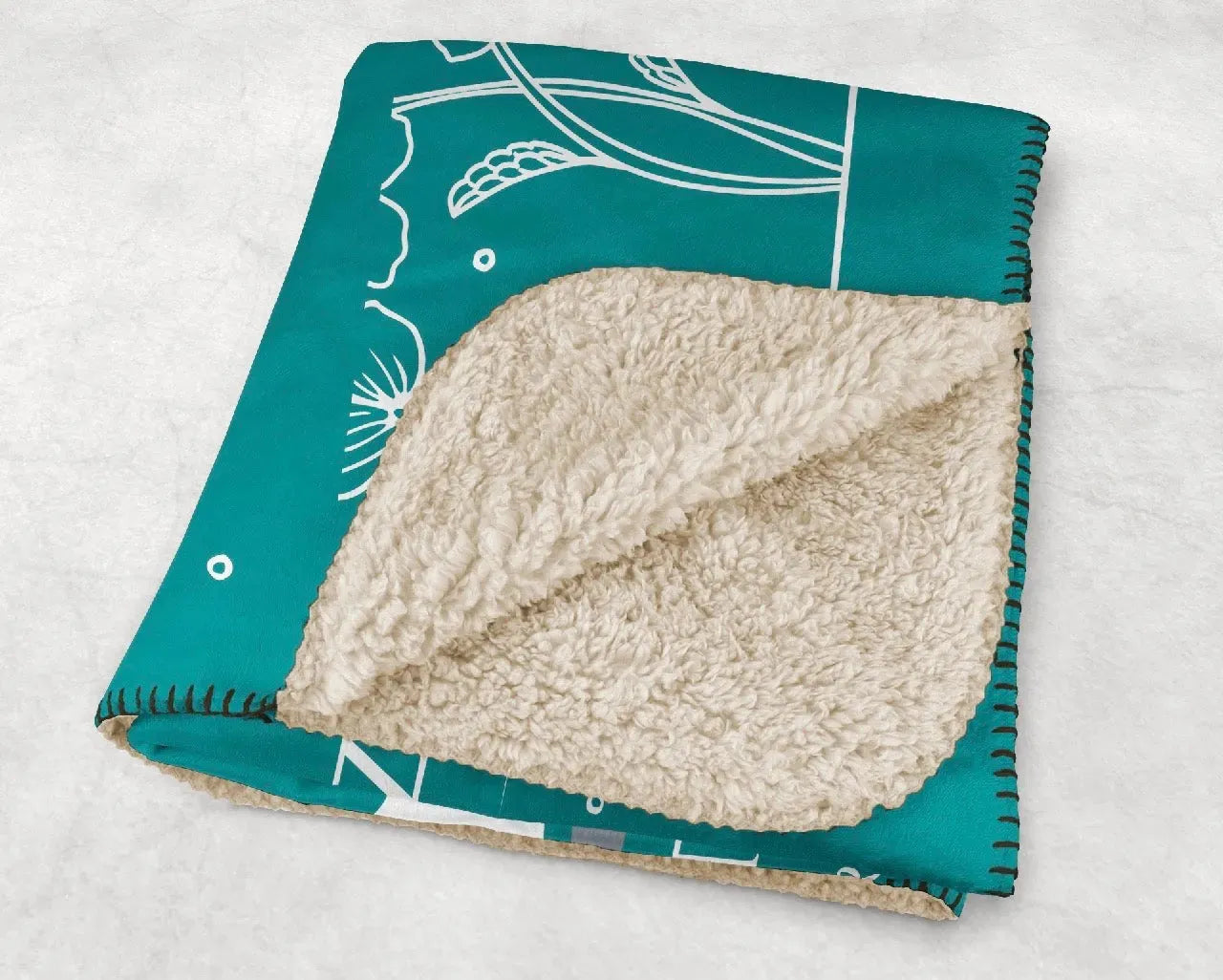 Zeta Tau Alpha XL 60x80 - Violet Frame Turquoise Sherpa Blanket Throw Blankets