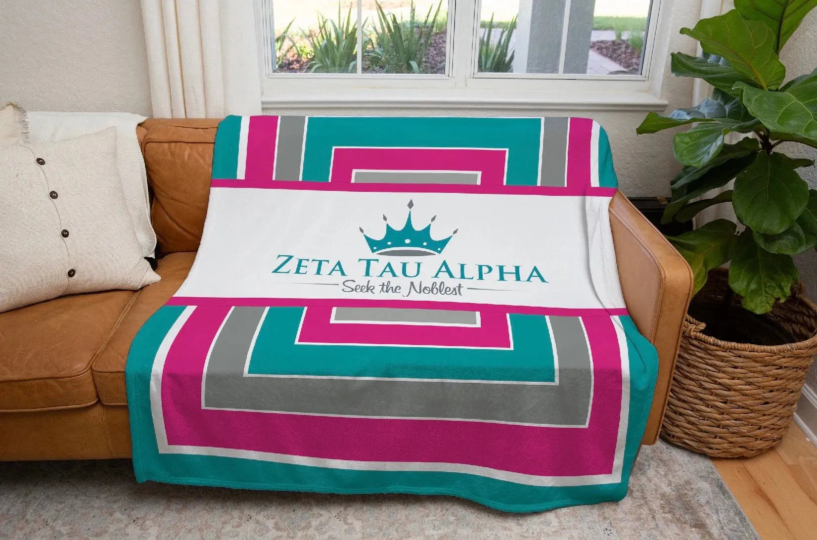 Zeta Tau Alpha XL 60x80 Sherpa Blanket- Geo Throw Blankets
