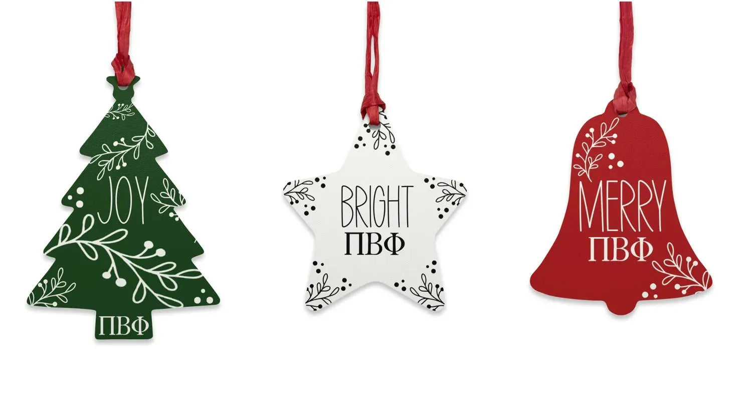 Pi Beta Phi Wood Christmas Ornaments / Magnets (Set of 3) Holiday Ornaments