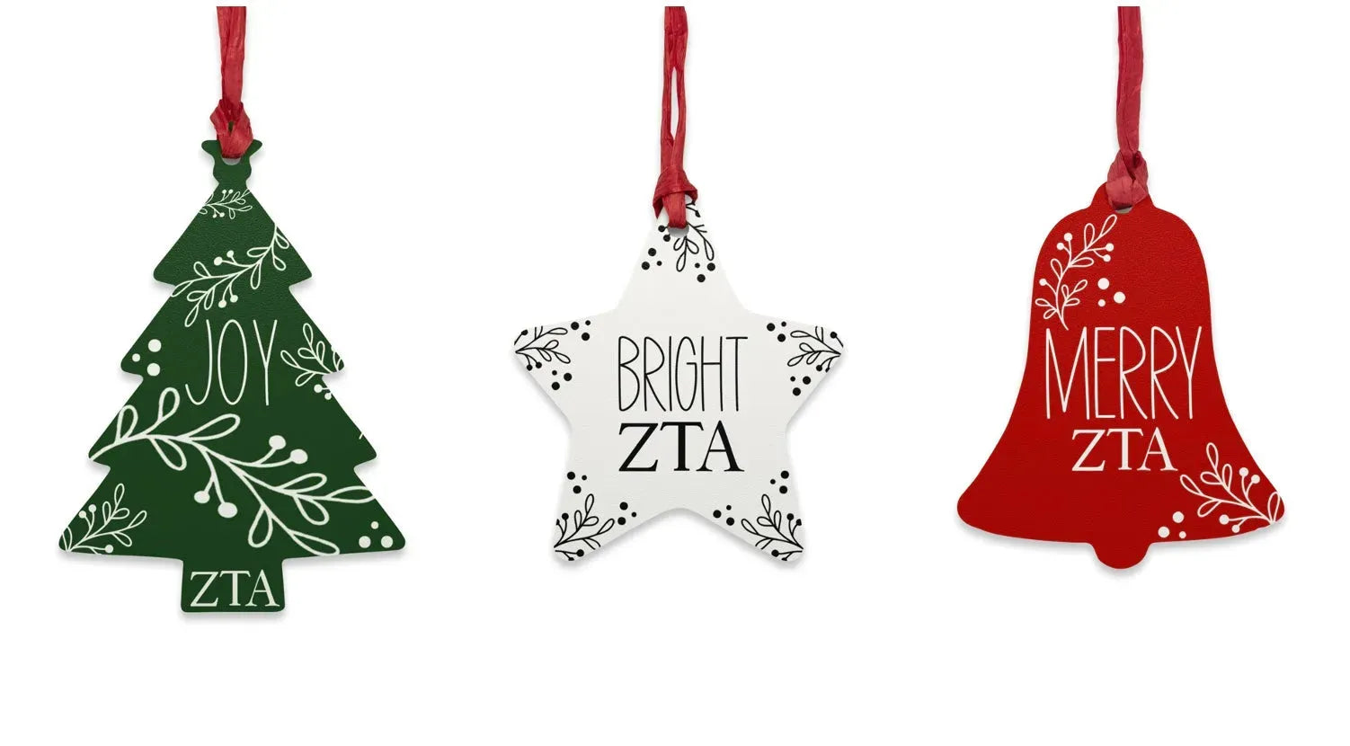 Zeta Tau Alpha Wood Christmas Ornaments / Magnets (Set of 3) Holiday Ornaments