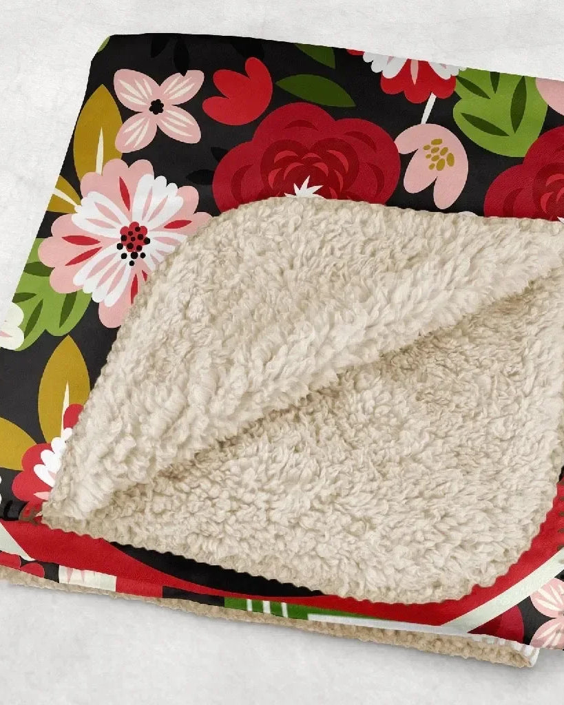 Alpha Chi Omega XL 60x80 Sherpa Blanket - Modern Floral Monogram Throw Blankets