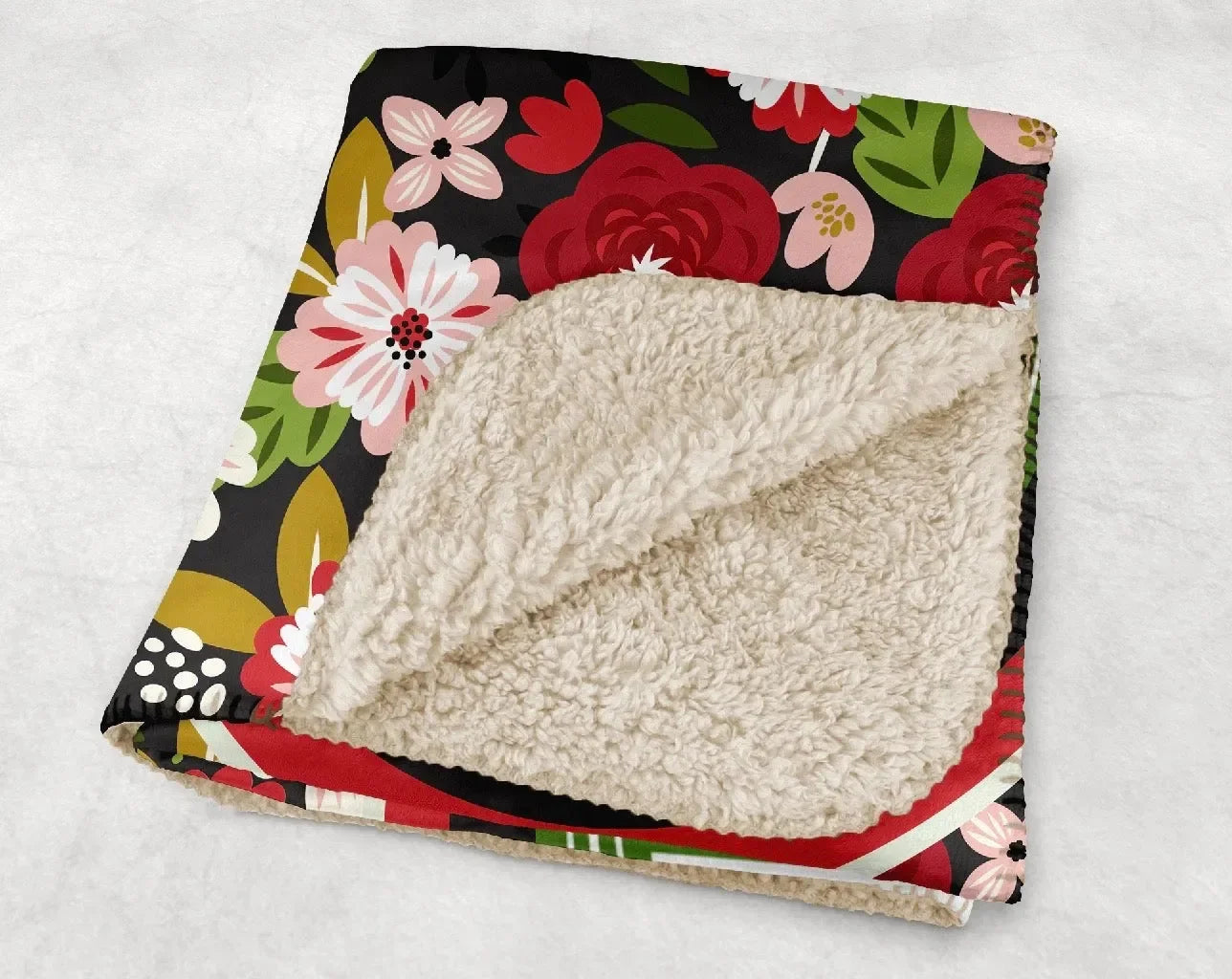 Alpha Chi Omega XL 60x80 Sherpa Blanket - Modern Floral Monogram Throw Blankets