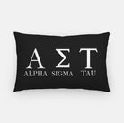 Alpha Sigma Tau Lumbar Pillow Cover - Greek Letters Black Pillow Covers