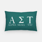 Alpha Sigma Tau Lumbar Pillow Cover - Greek Letters Emerald Pillow Covers