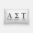 Alpha Sigma Tau Lumbar Pillow Cover - Greek Letters White Pillow Covers