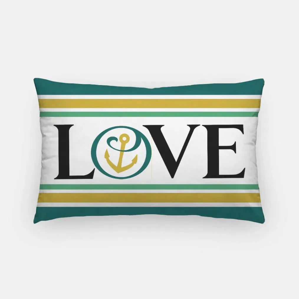 Alpha Sigma Tau Lumbar Throw Pillow Cover - LOVE Anchor Mark Pillow Covers
