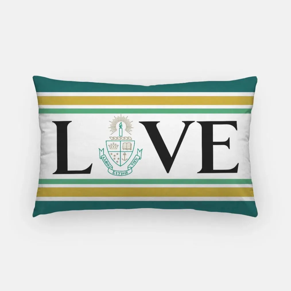 Alpha Sigma Tau Lumbar Throw Pillow Cover - LOVE Crest Pillow Covers