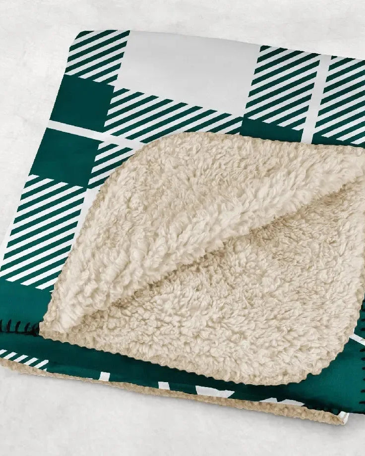 Alpha Sigma Tau XL 60x80 Plaid Sherpa Throw Blanket Throw Blankets