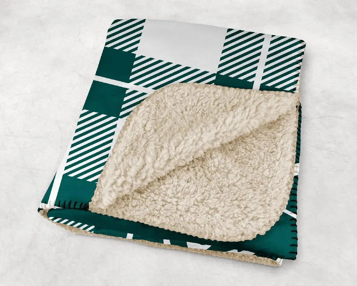 Alpha Sigma Tau XL 60x80 Plaid Sherpa Throw Blanket Throw Blankets