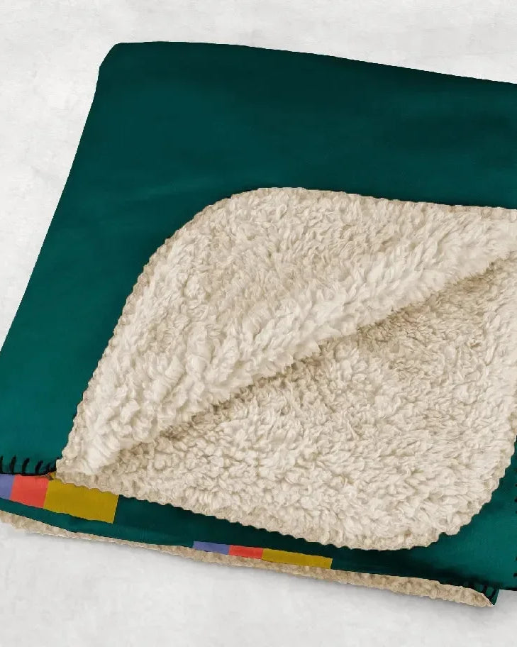 Alpha Sigma Tau XL 60x80 Sherpa Throw Blanket - Stripes Throw Blankets