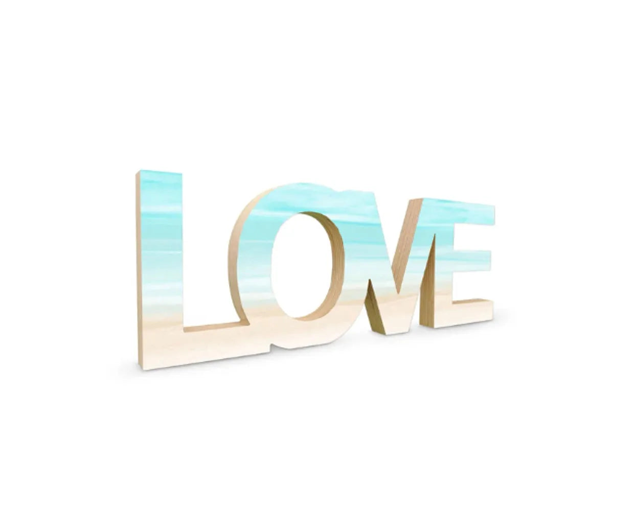 LOVE Beach Wood Shelf Sitter Decorative Plagues