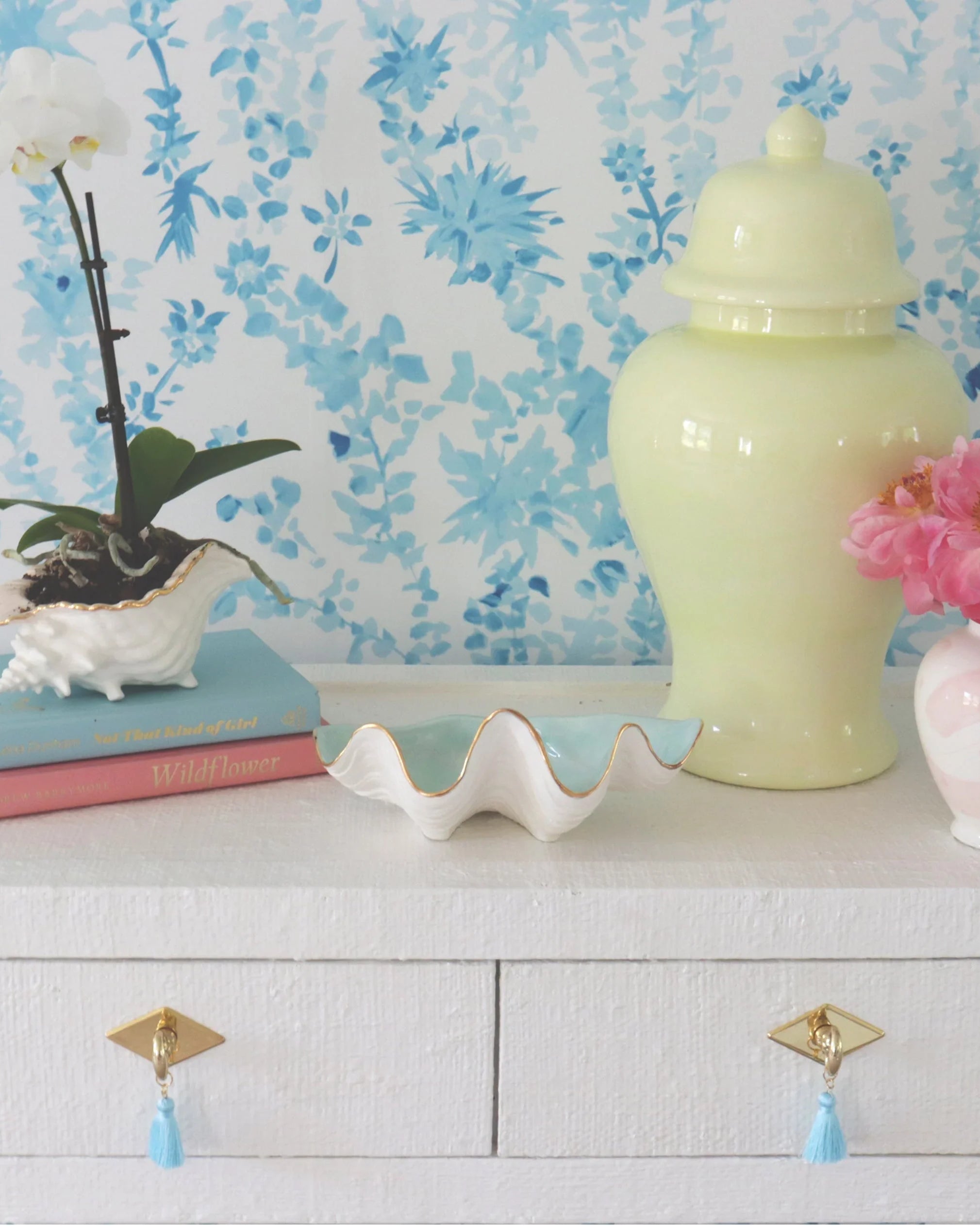 Conch Bowl with Gold Accent | Coastal Dorm Decor & Accessories - Campus Greek Fit