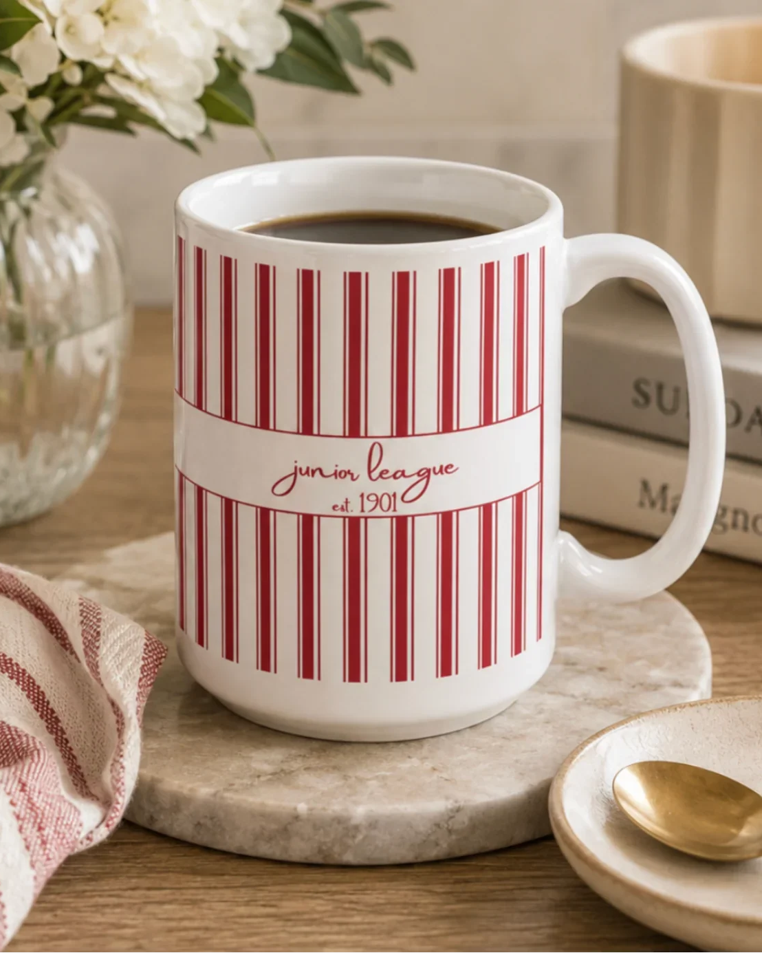 Junior League Ceramic Mug 15 oz. - Stripes