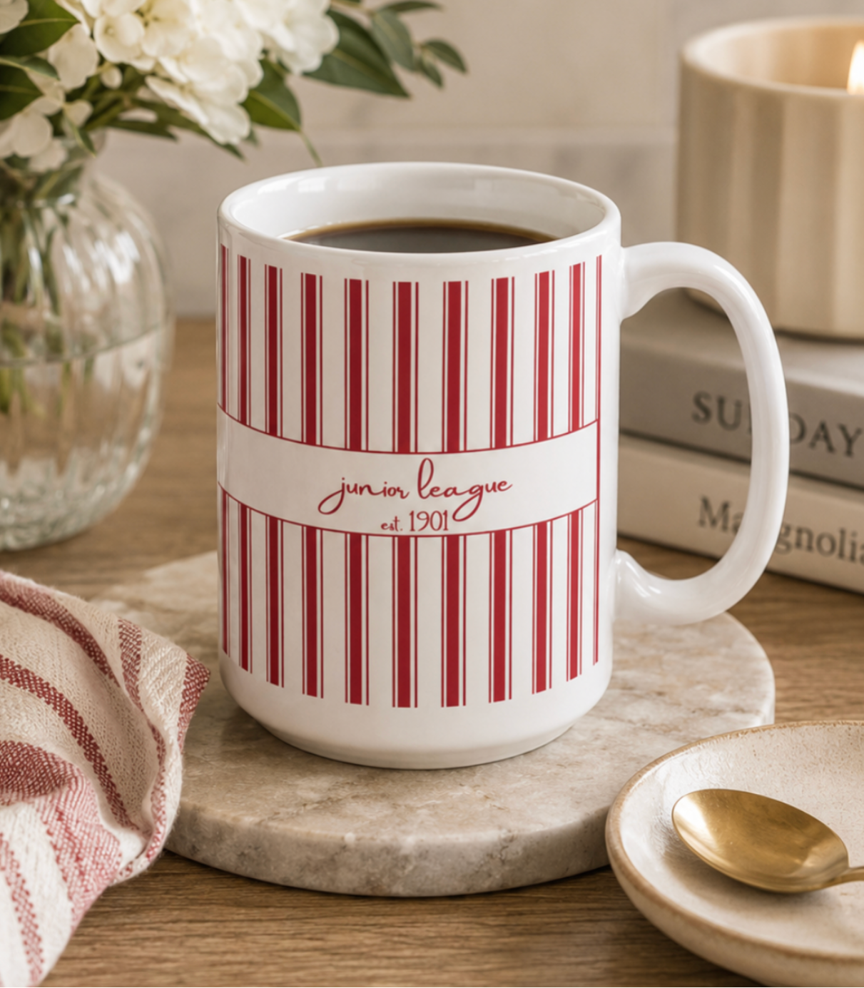 Junior League Ceramic Mug 15 oz. - Stripes