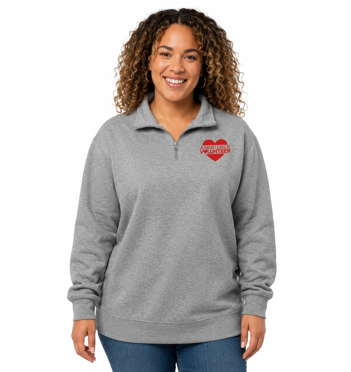 Junior League Quarter Zip Embroidered Pullover Volunteer Heart