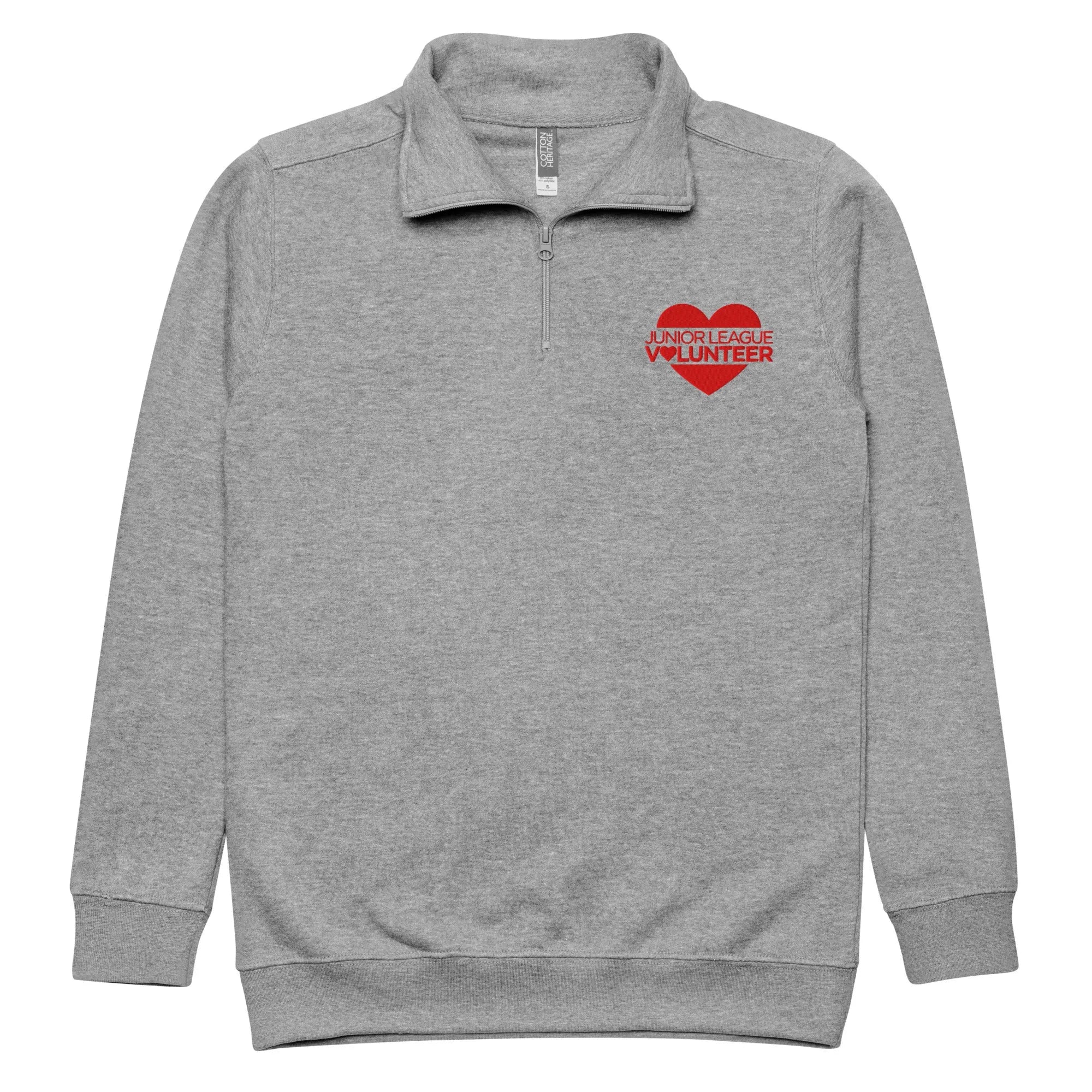 Junior League Quarter Zip Embroidered Pullover - Volunteer Heart - Gray