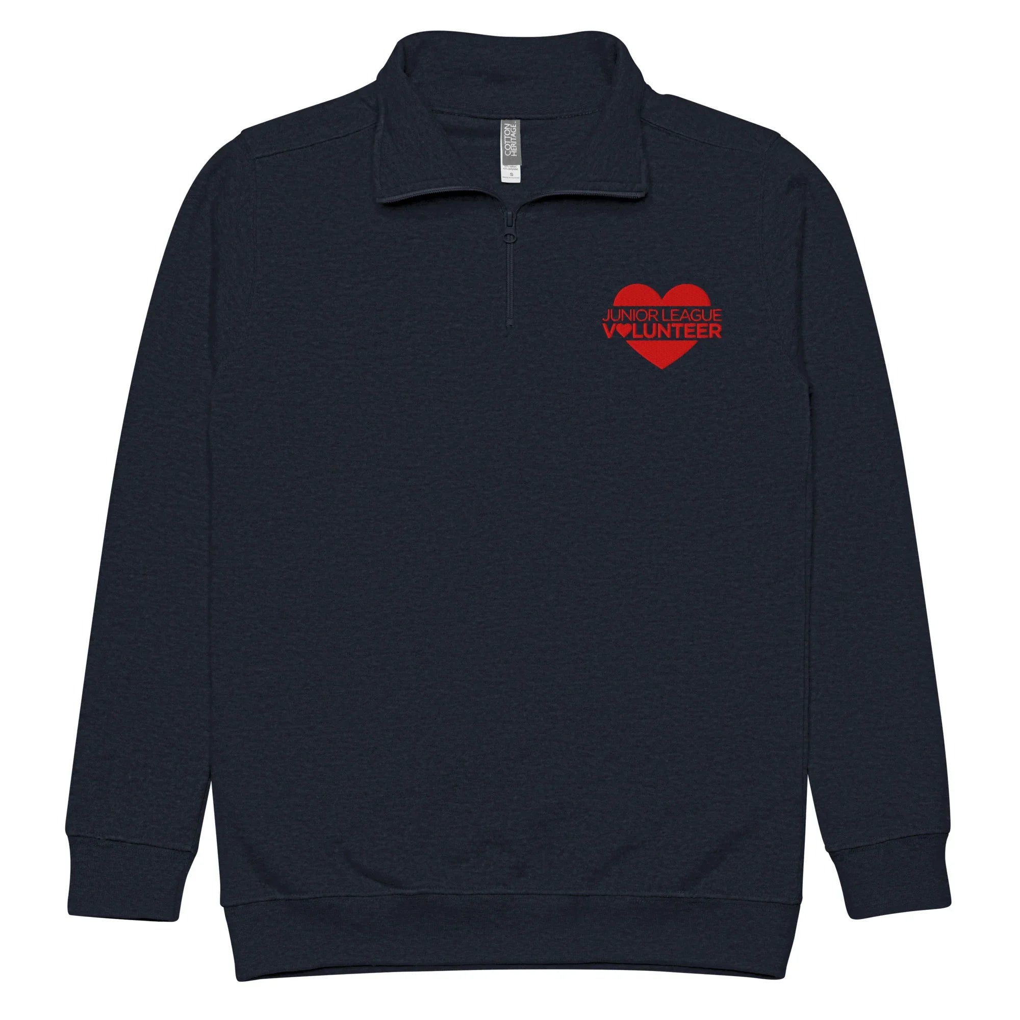 Junior League Quarter Zip Embroidered Pullover Volunteer Heart Navy