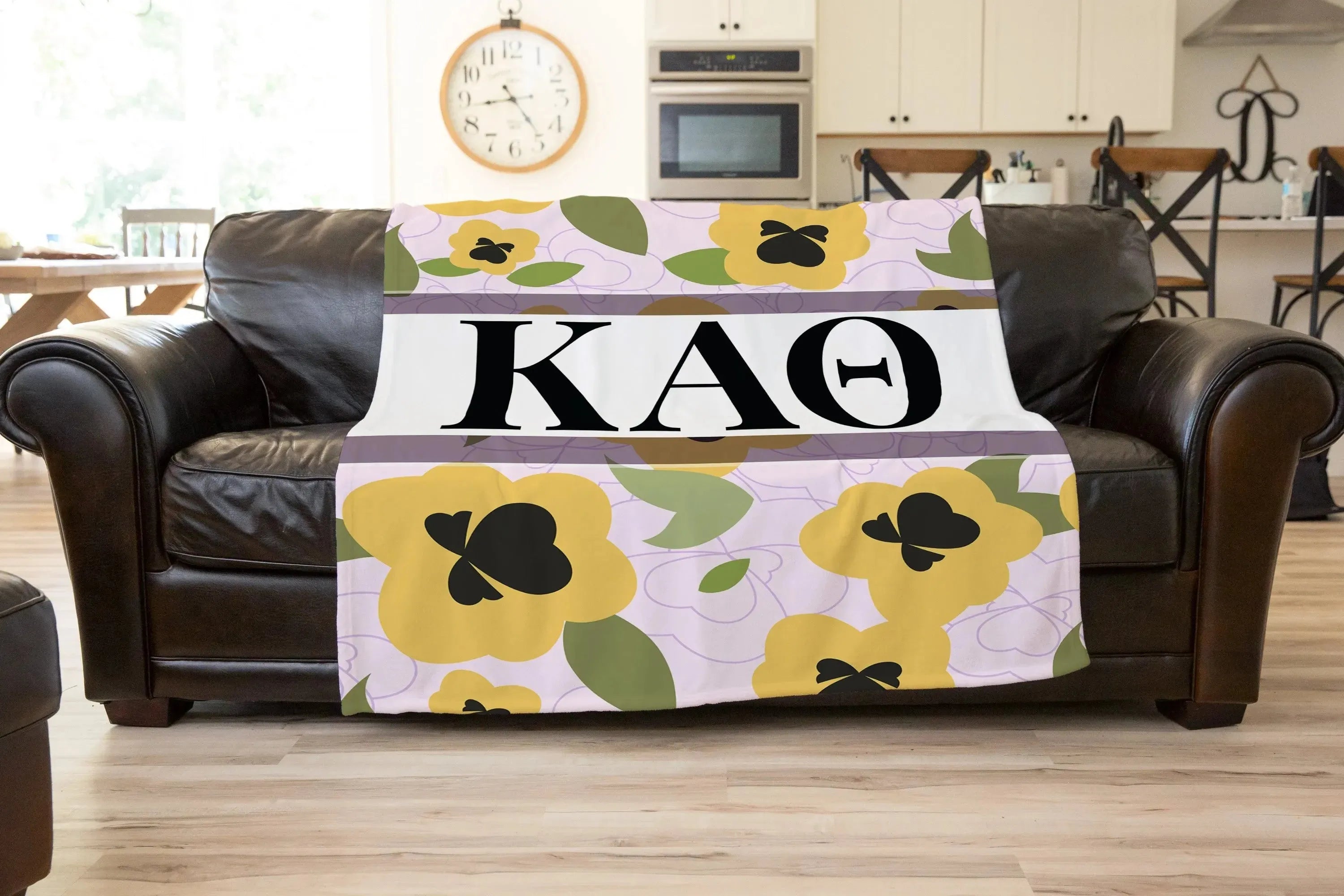 Kappa Alpha Theta XL 60x80 Sherpa Throw Blanket - Foundation Pansy Throw Blankets