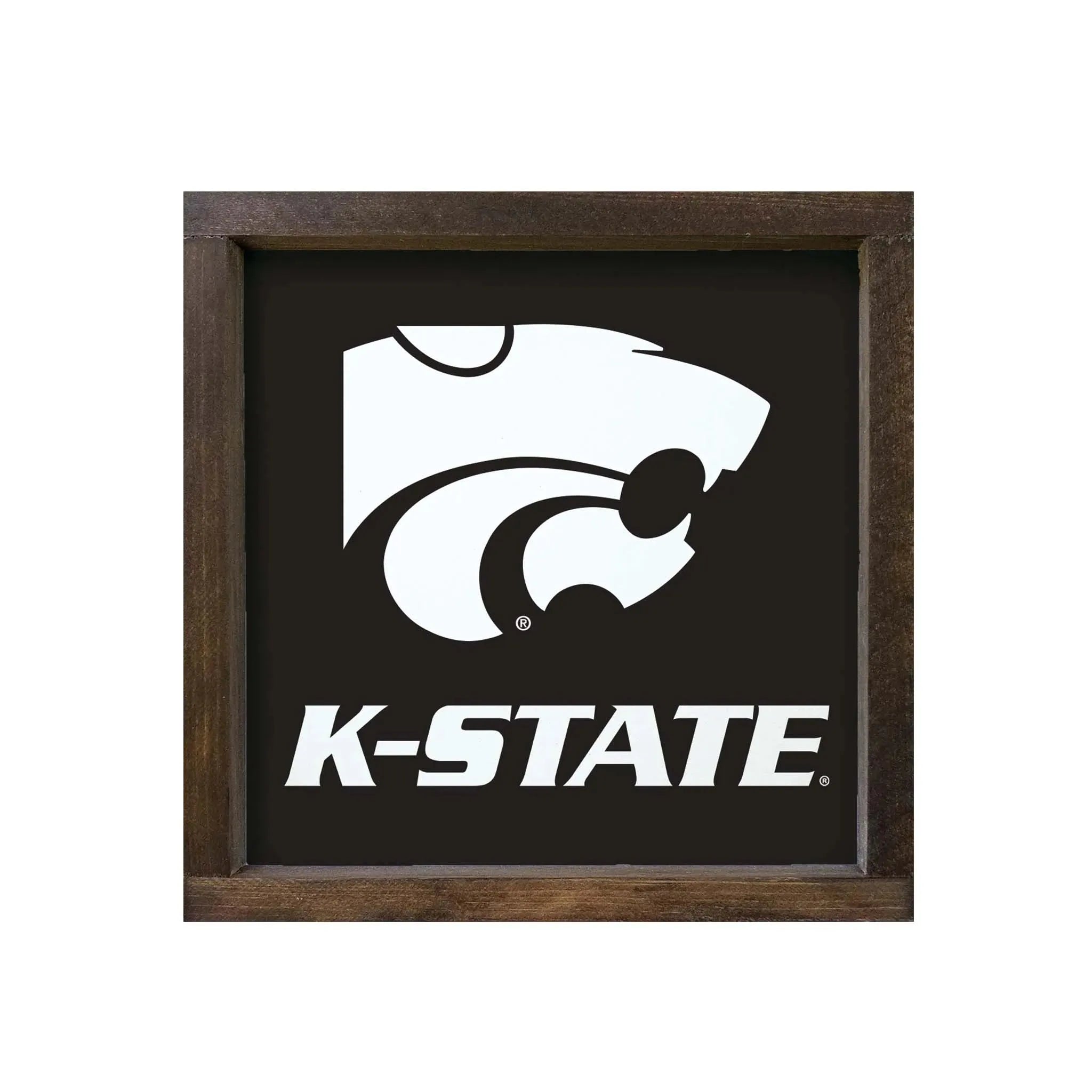 Kansas State University Sign - Classic K-State Black - 12"x12" Walnut Stain Wall Art & Signs
