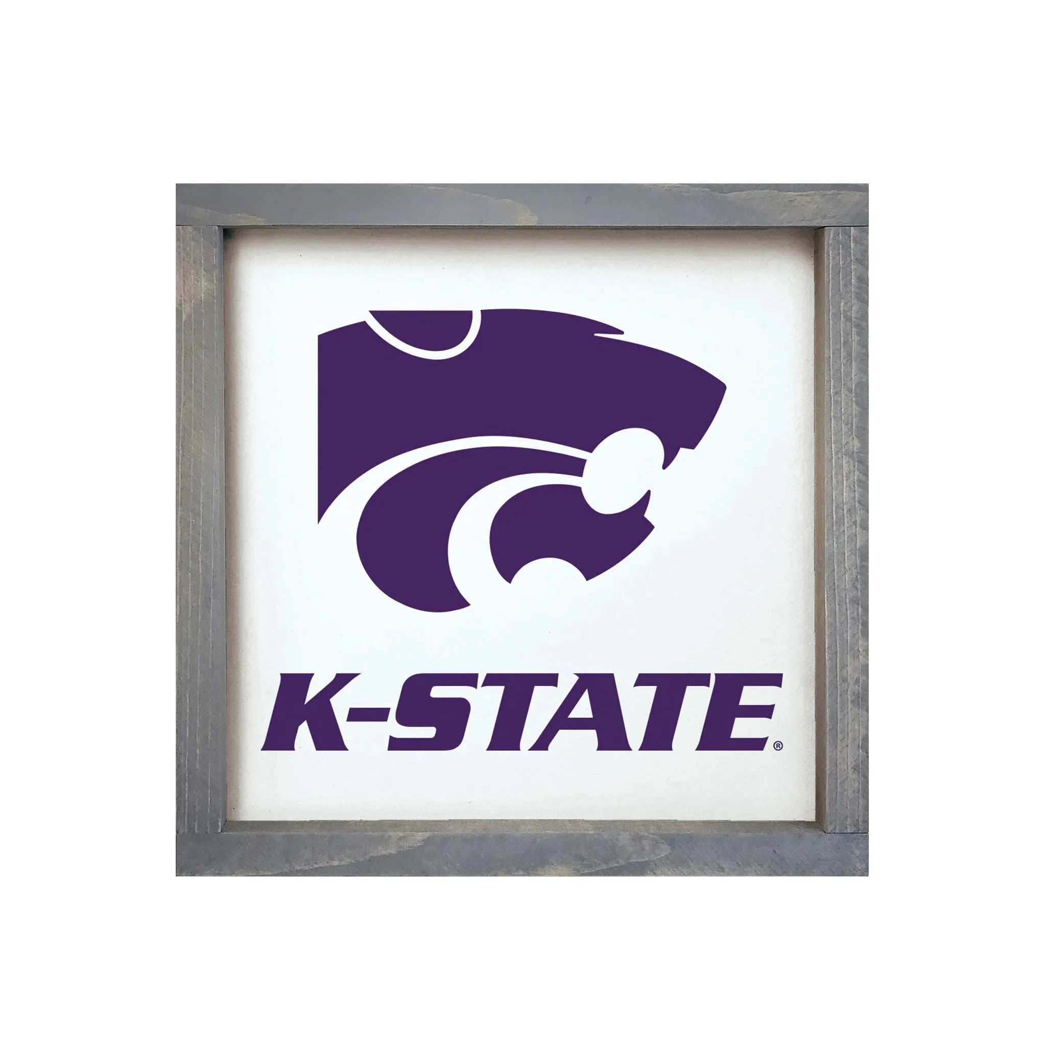 Kansas State University Framed Sign - Classic K-State - 12"x12" Weathered Gray Wall Art & Signs