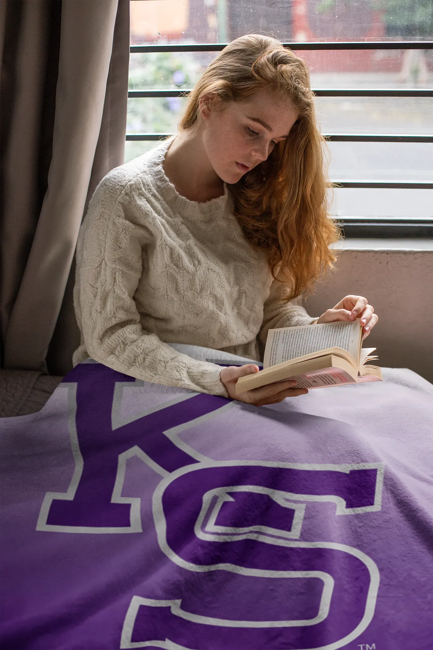 Kansas State University XL 60x80 Sherpa Blanket - KS Logo Throw Blankets
