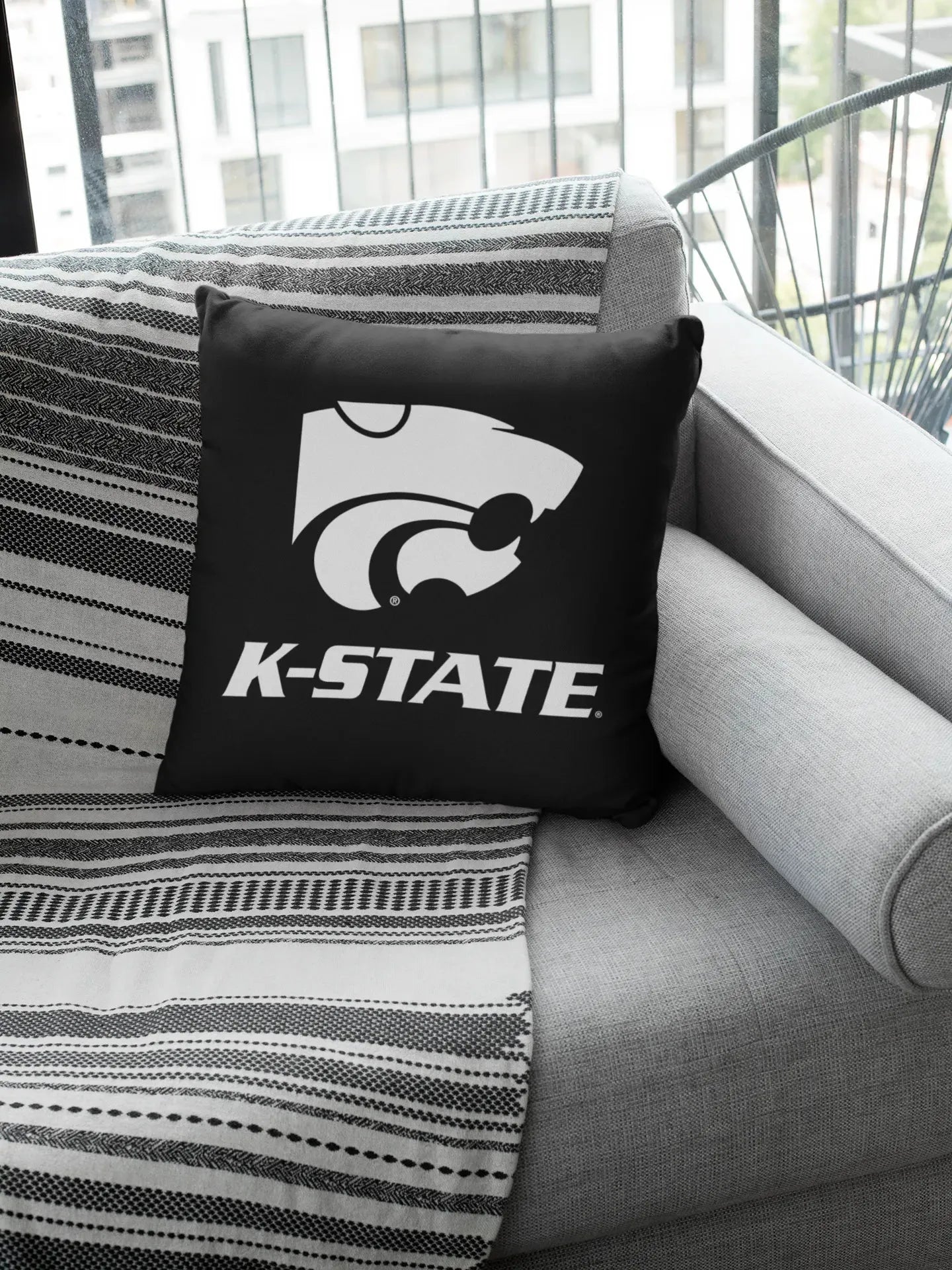 K-State Black Throw Pillow Cover 18" Pillow Covers