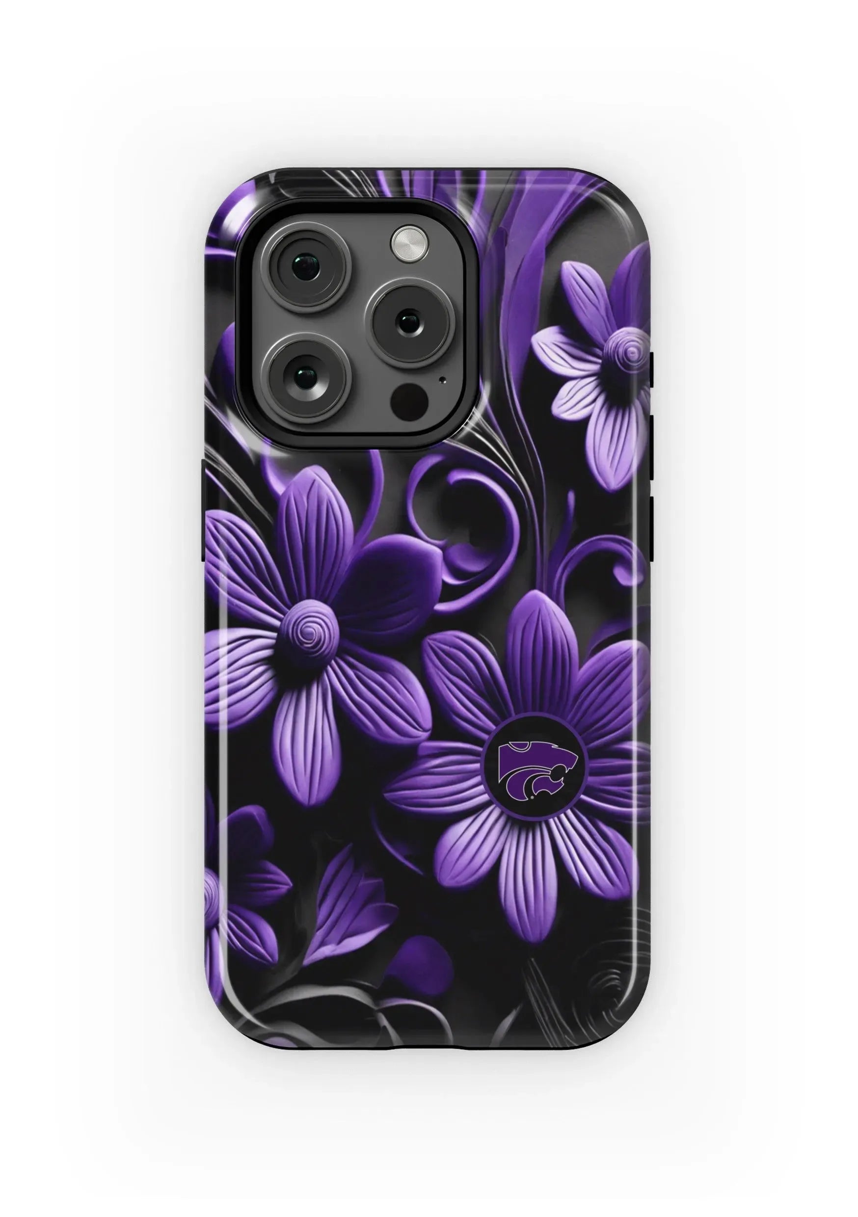 Kansas State University iPhone 16, 15, 14, 13 Mobile Phone Case - 3D Floral Gloss Mobile Phone Cases