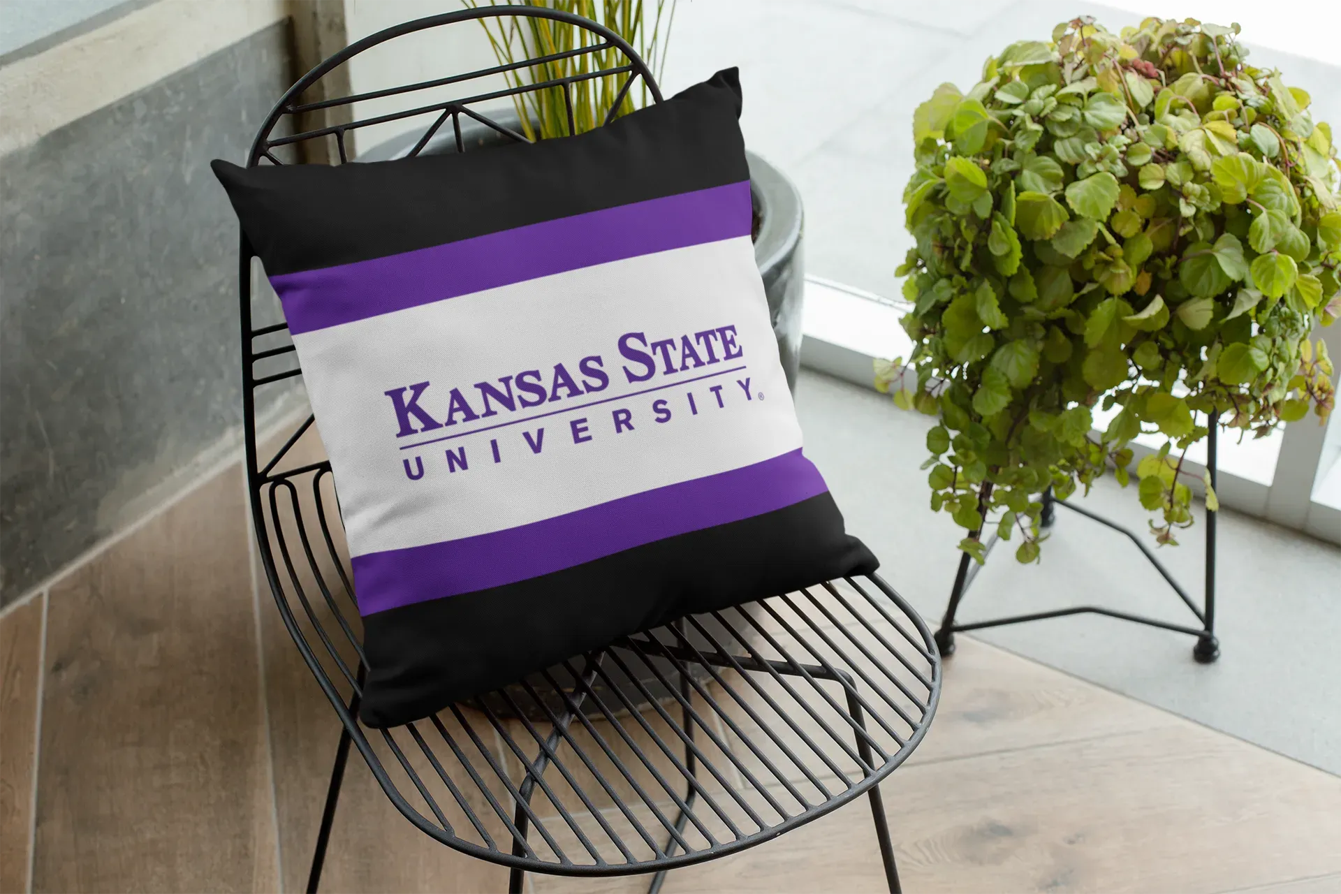 Kansas State University 18" Throw Pillow Cover - Stripes Pillow Covers