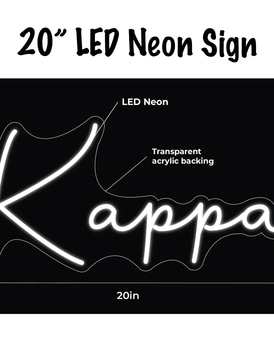 Kappa LED Neon Script Sign w/ Dimmer Neon Signs