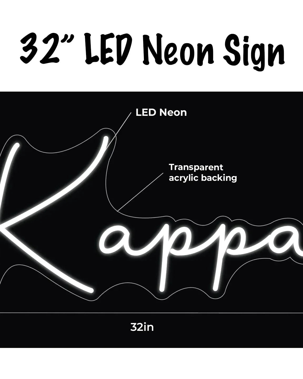 Kappa LED Neon Script Sign w/ Dimmer Neon Signs