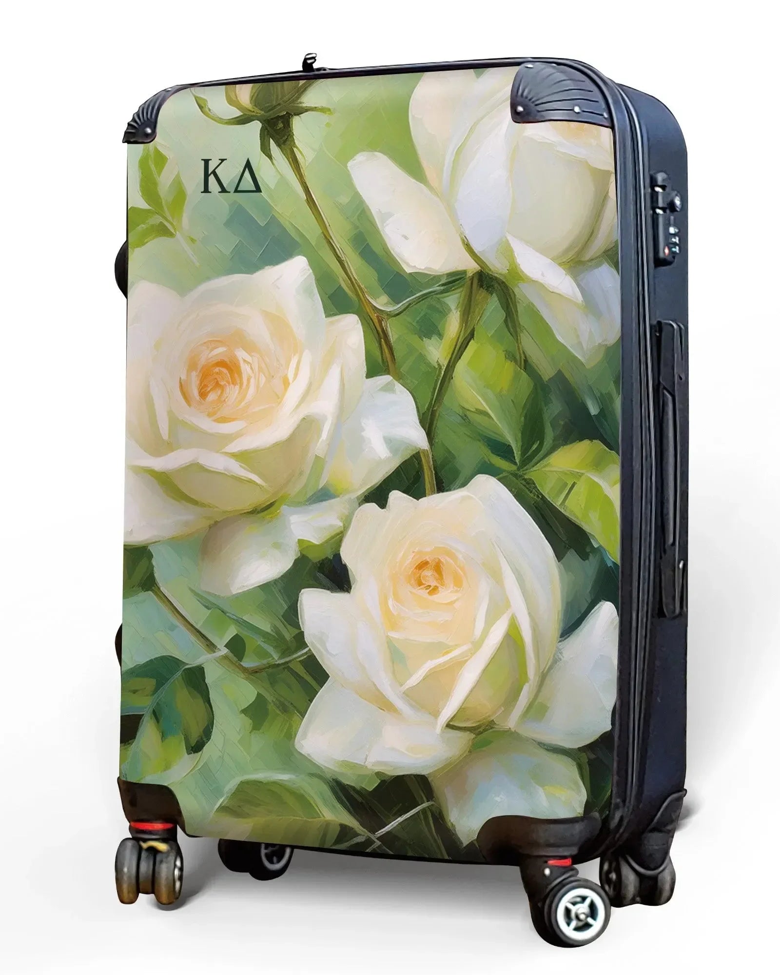 Kappa Delta Carry-on Suitcase - Bold White Roses Suitcases