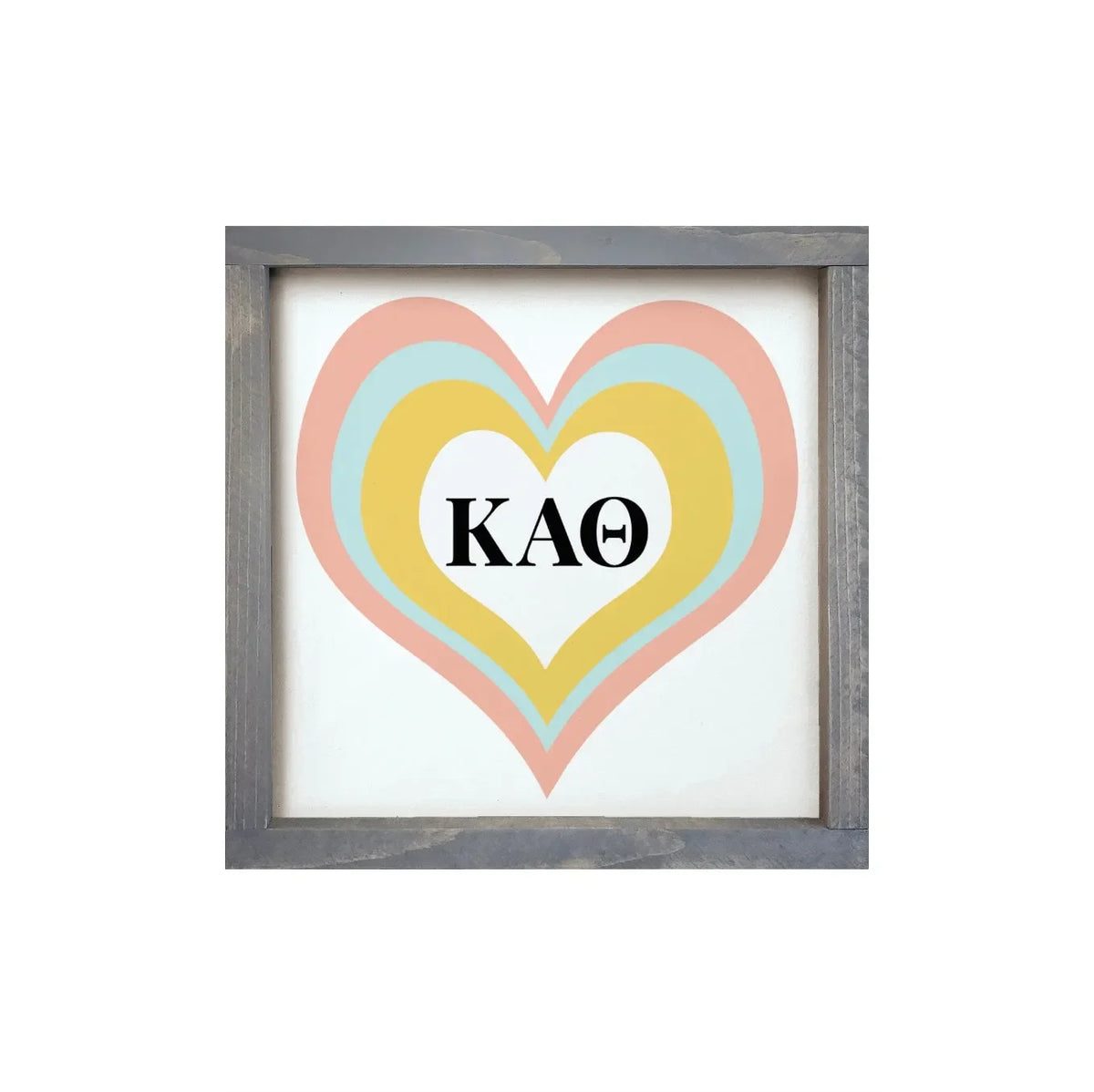 Kappa Alpha Theta 12x12 Heart Wood Framed Sign Weathered Gray Wall Art & Signs