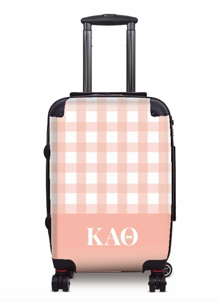 Kappa Alpha Theta Carry-on Suitcase - Gingham Pink Suitcases