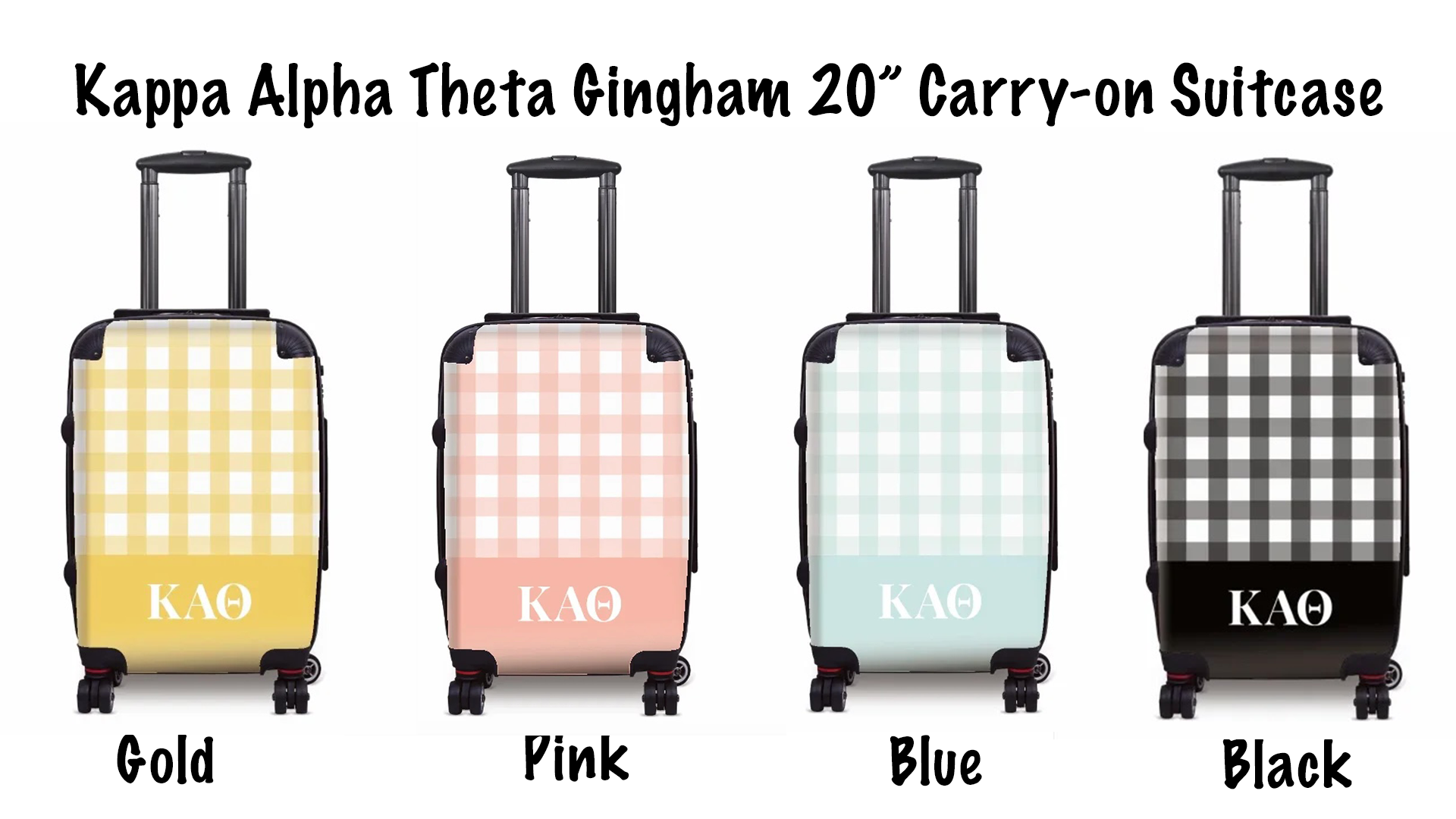 Kappa Alpha Theta Gingham 20" Carry-on Suitcase Swatches